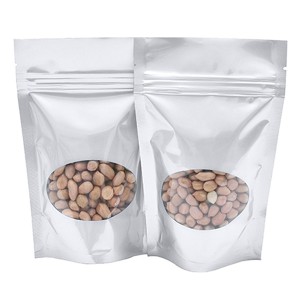 Stand Up Pouches Silver With Oval Window
